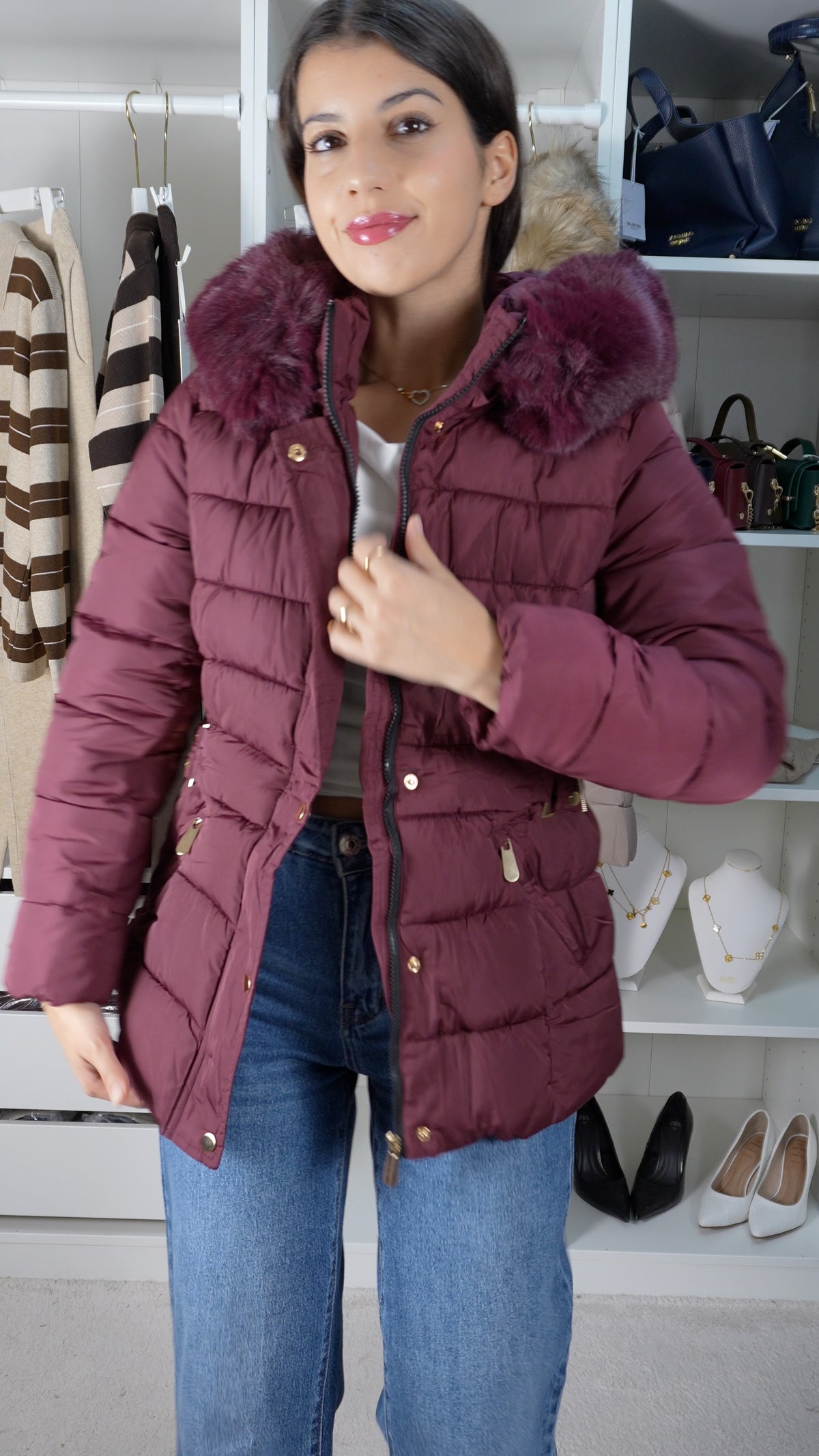 Parka elegante Bordo