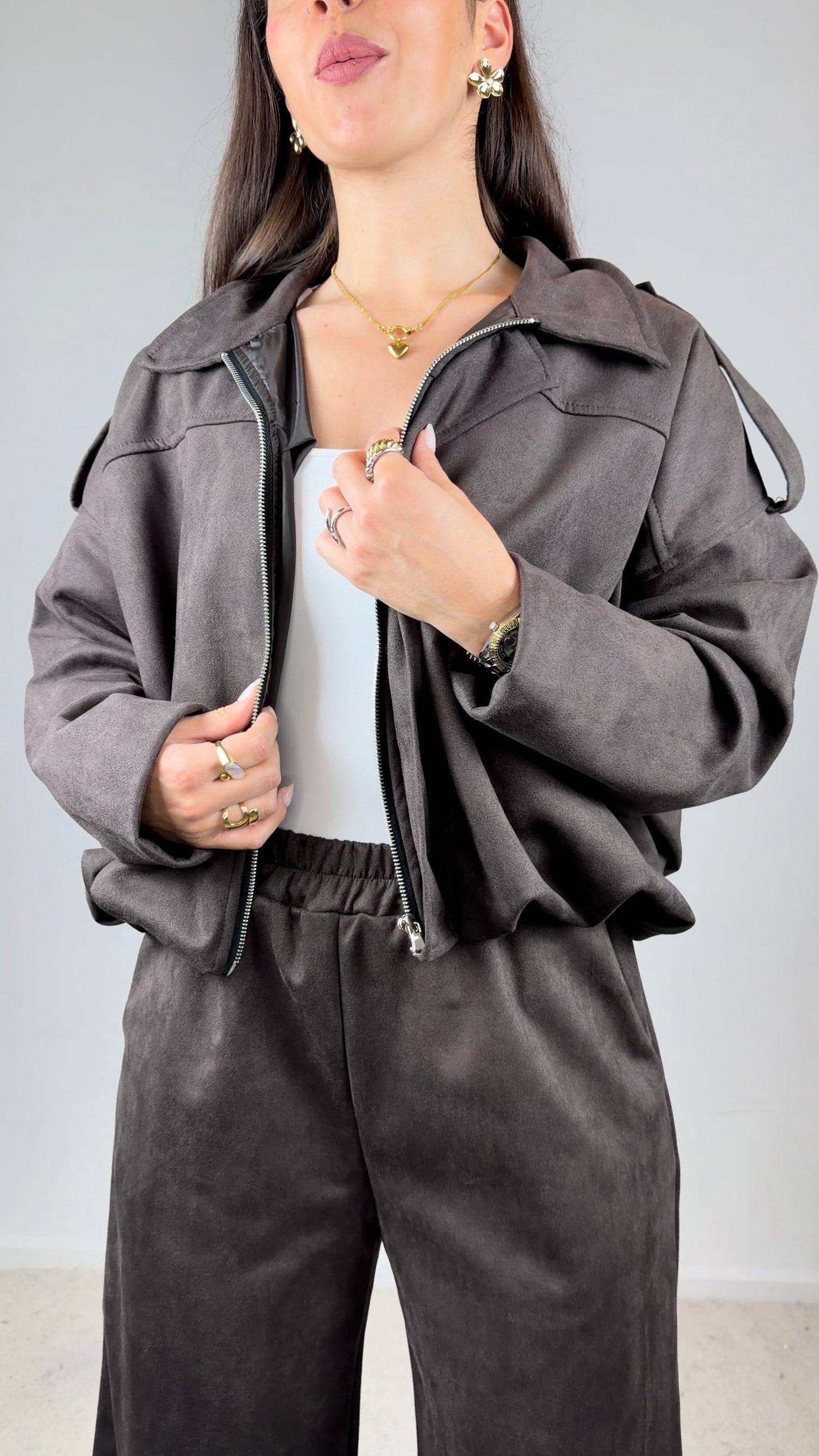 Conjunto inspiração zara em pele de pêssego