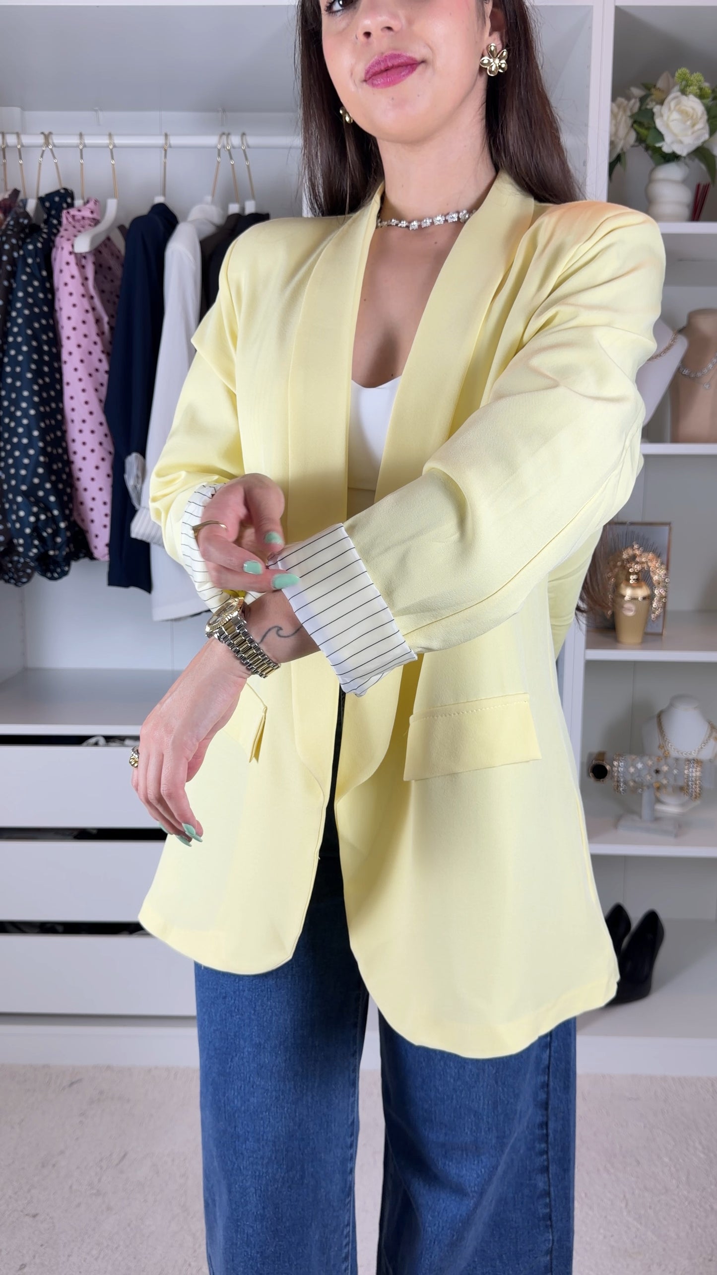 Blazer com forro as riscas