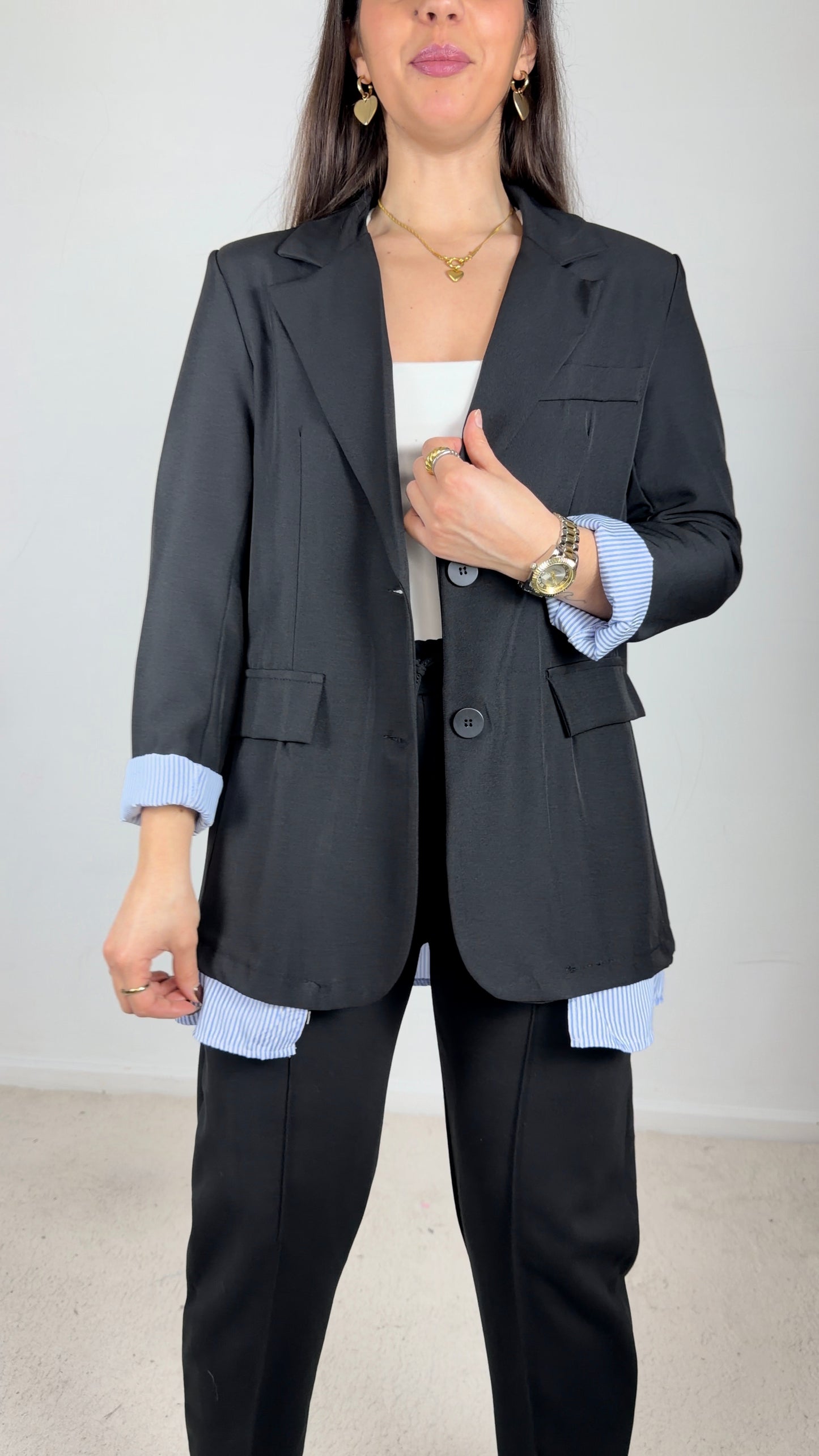 Blazer com camisa as riscas