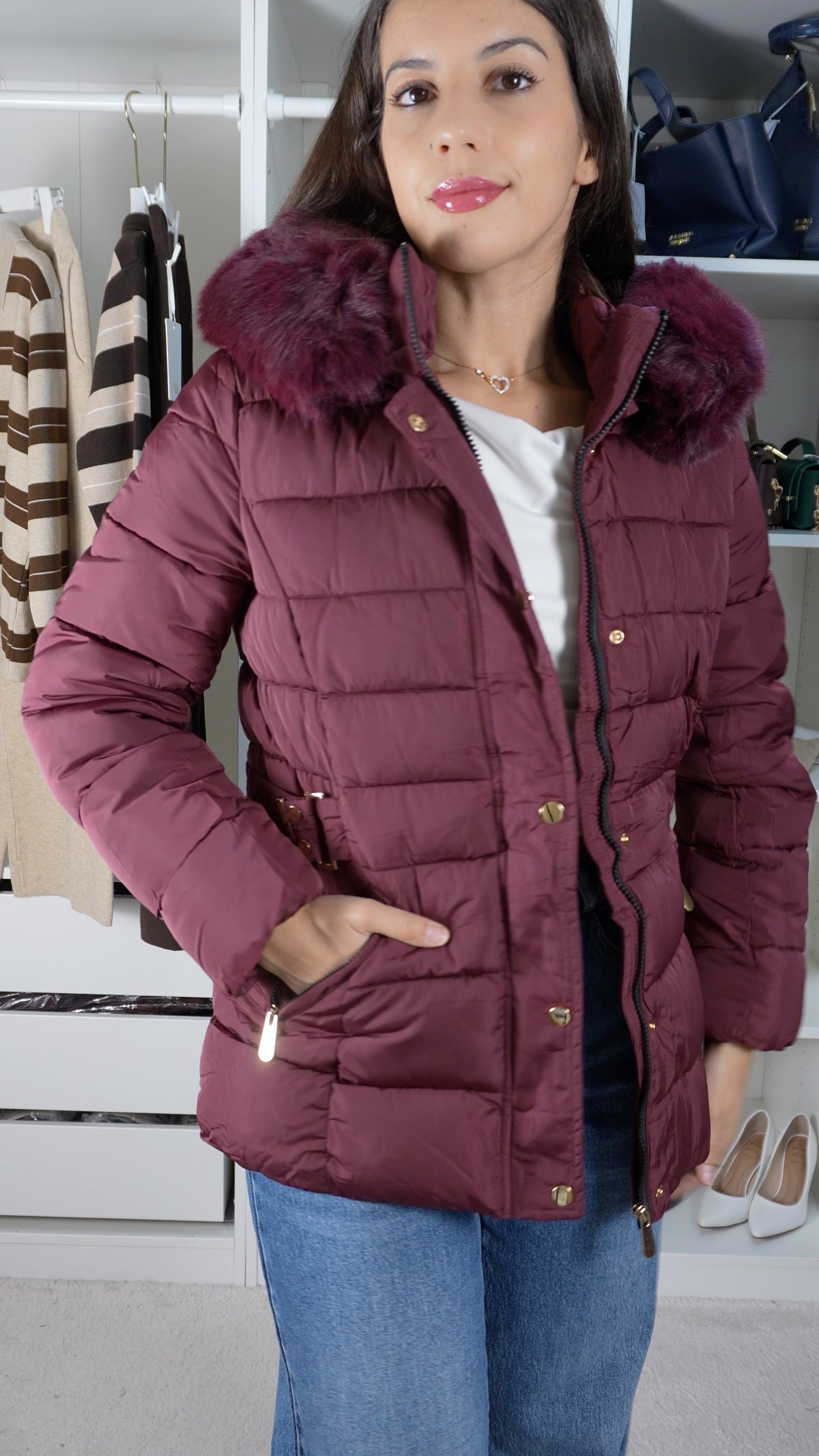 Parka elegante Bordo