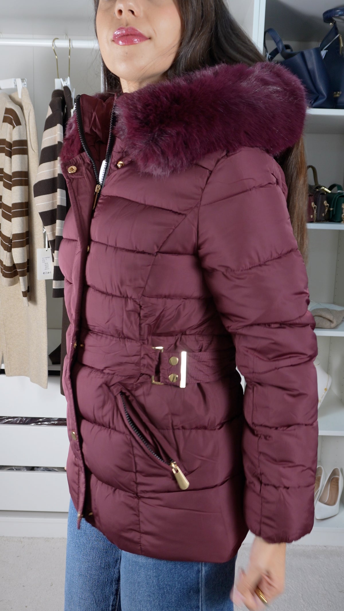 Parka elegante Bordo