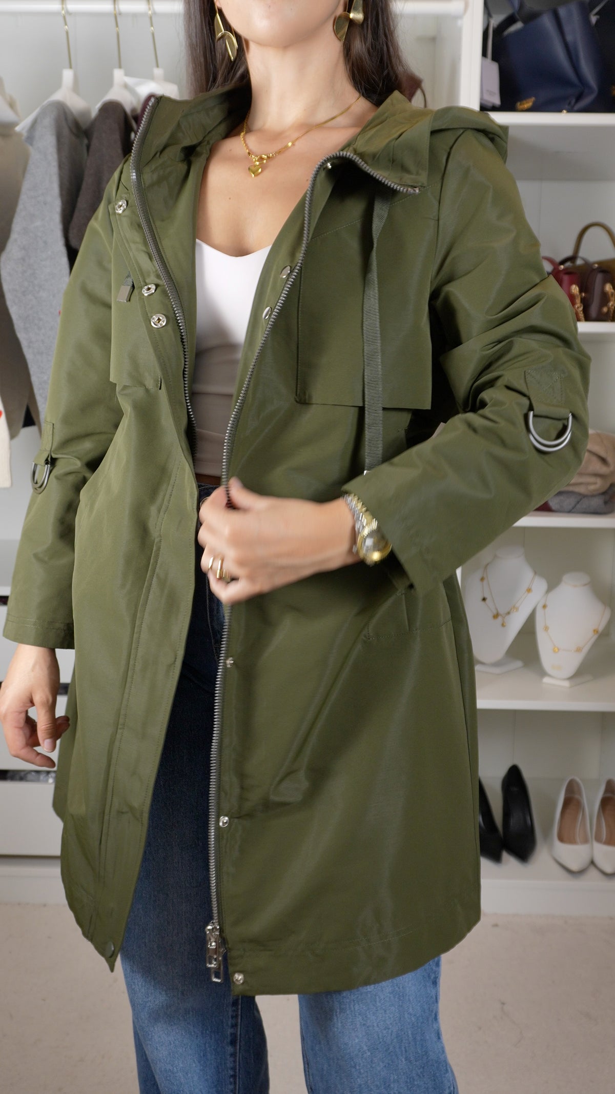 Parka impermeável verde tropa