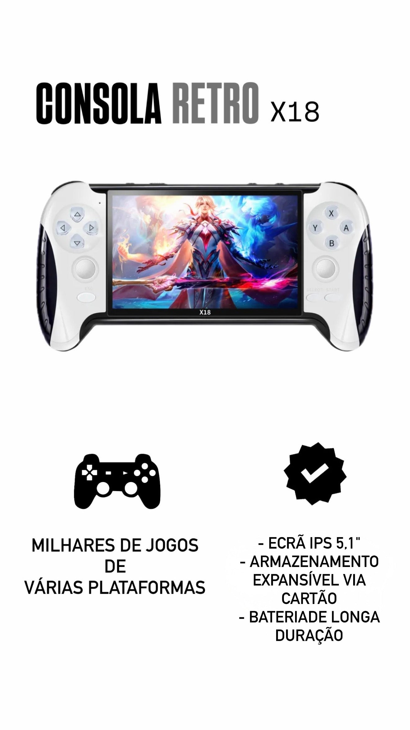 Consola retro x18 com design moderno