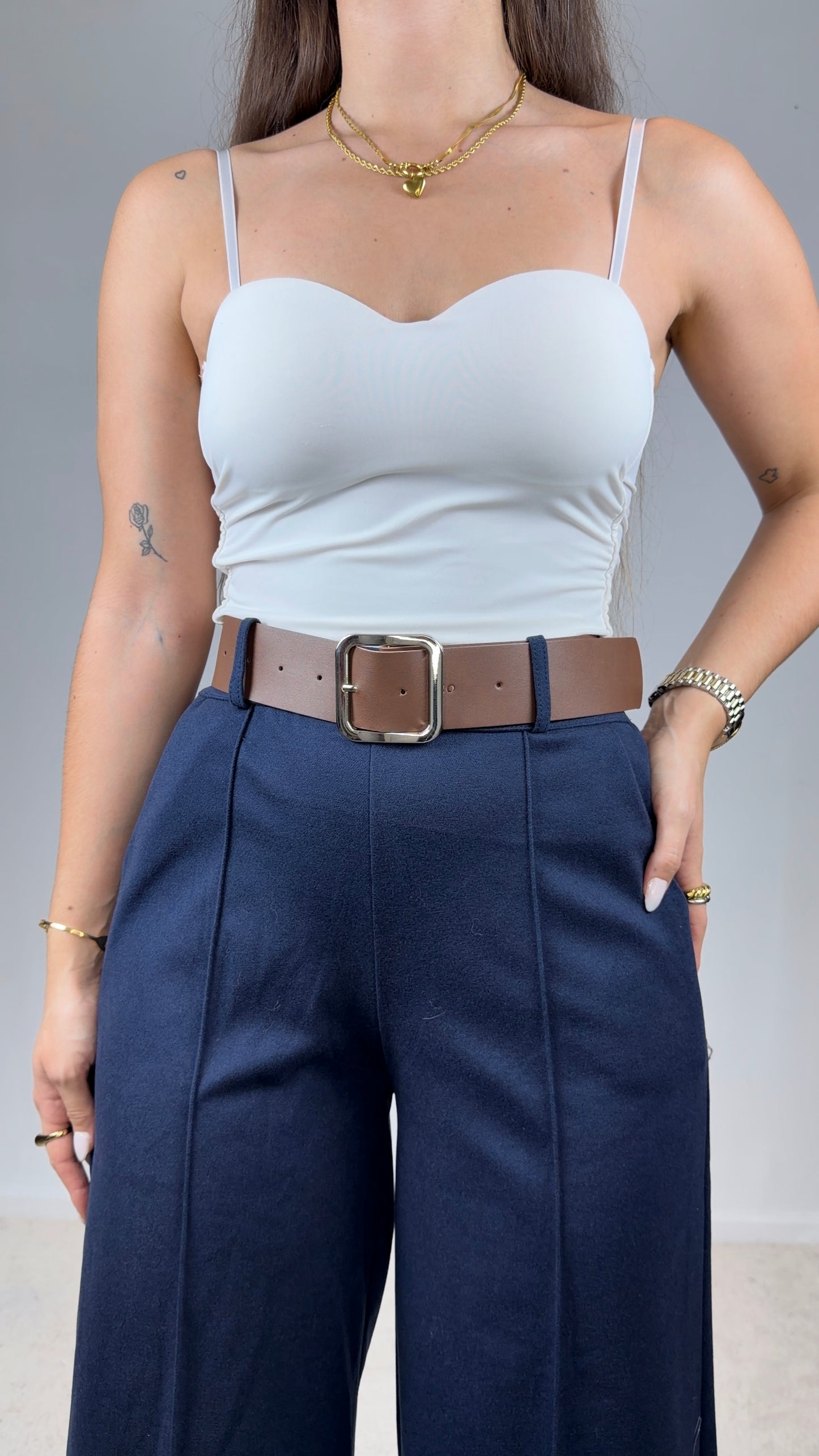 Calças em fazenda macia