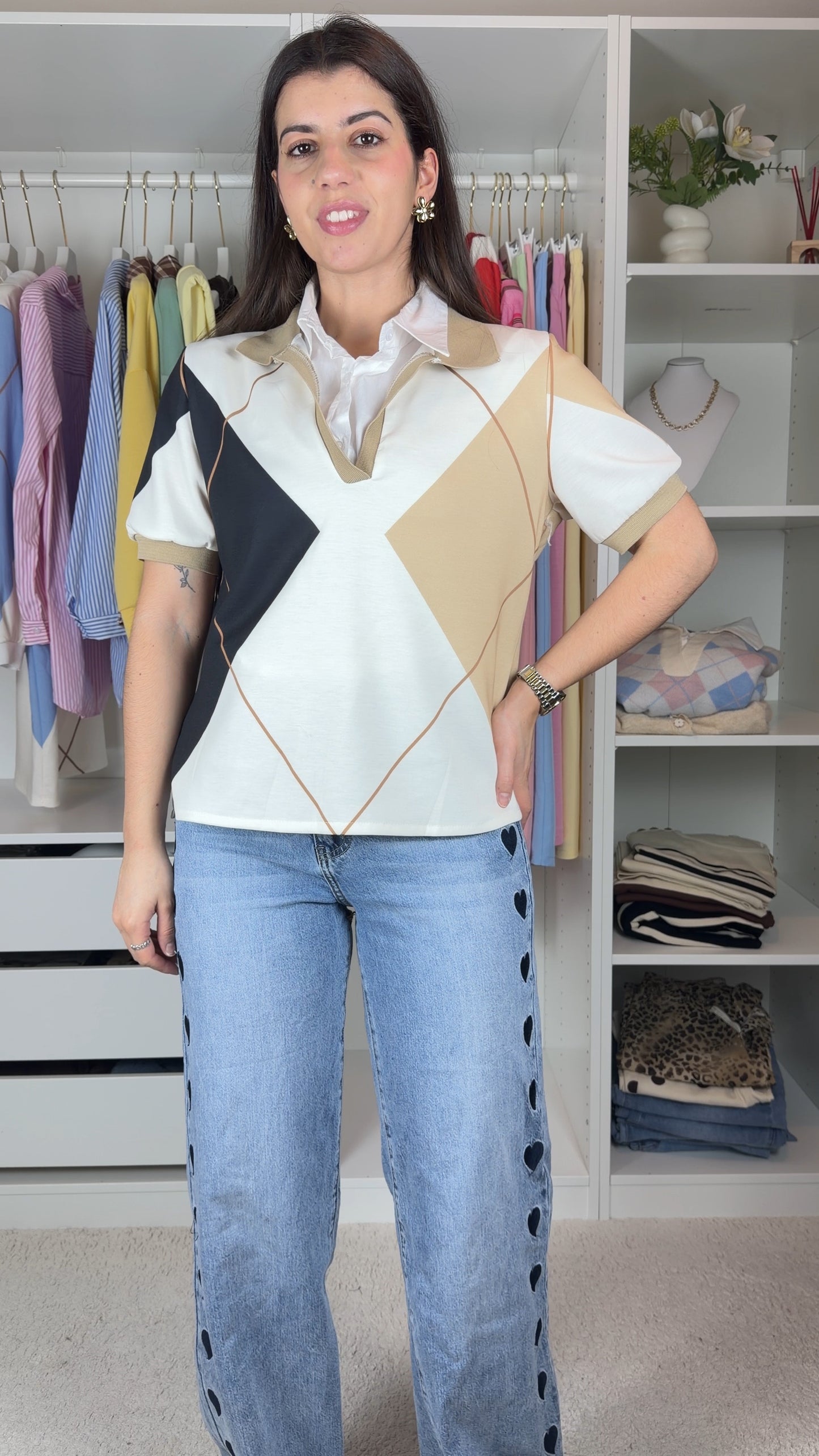 Camisola com losangos