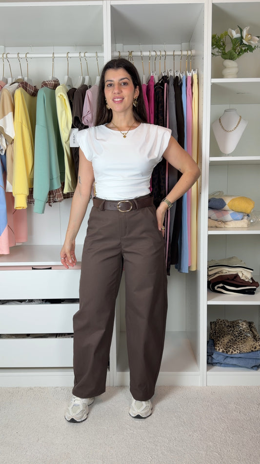 Calças balloon com cinto