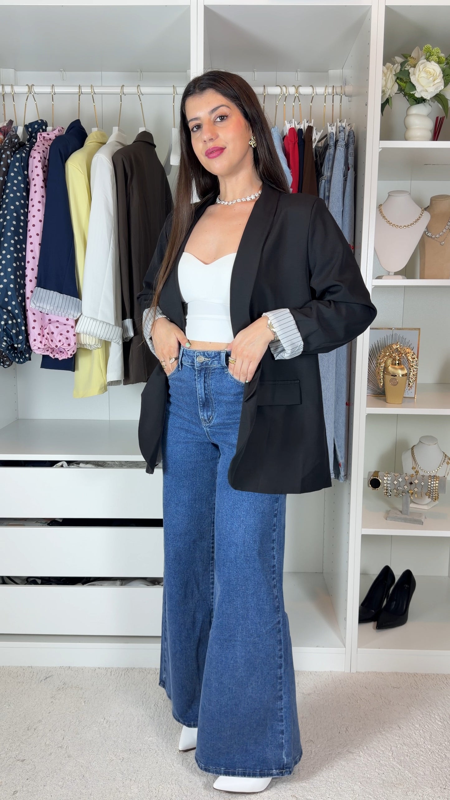 Blazer com forro as riscas