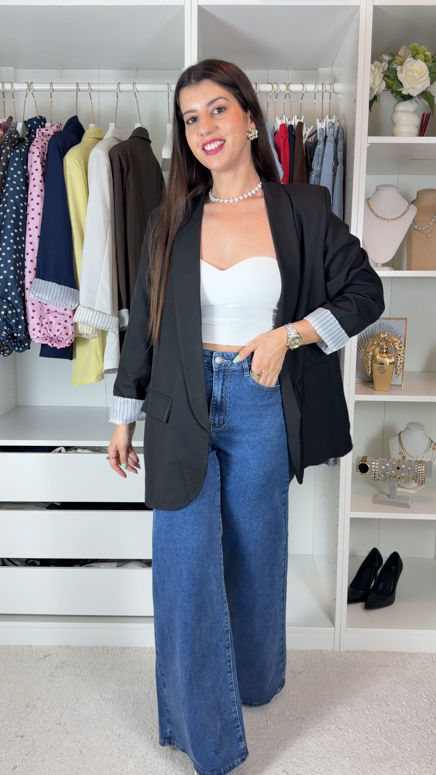 Blazer com forro as riscas