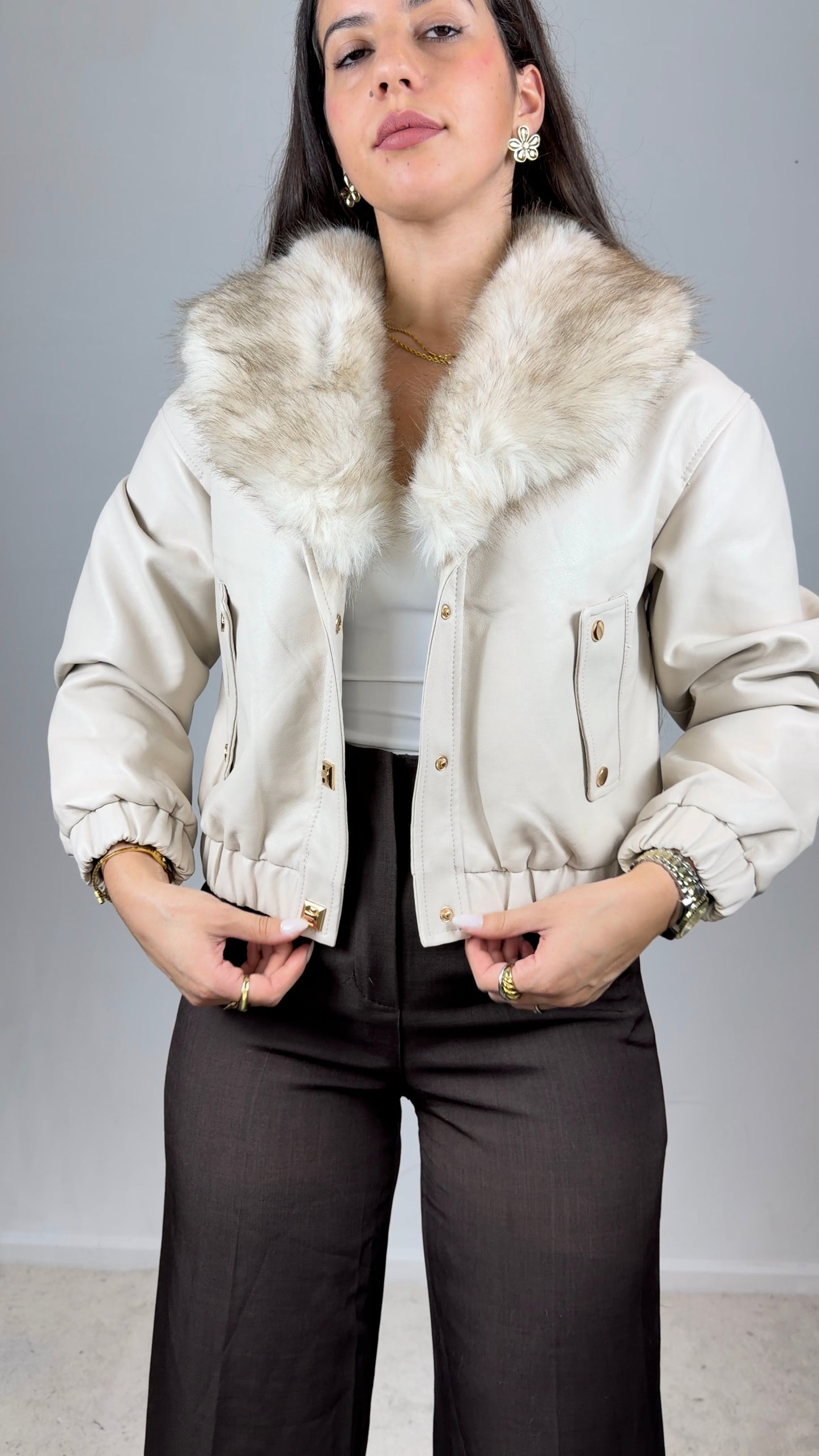 Casaco em ecopele cardado