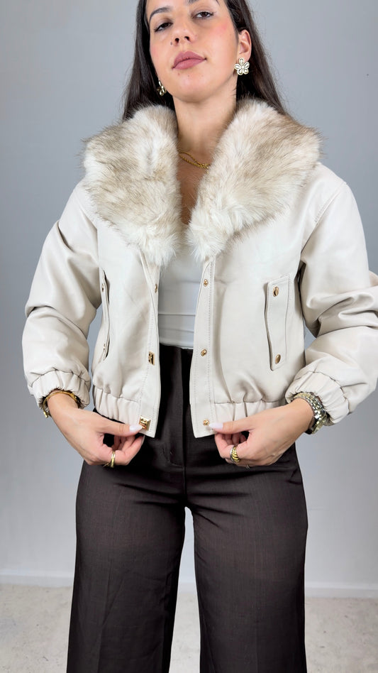 Casaco em ecopele cardado