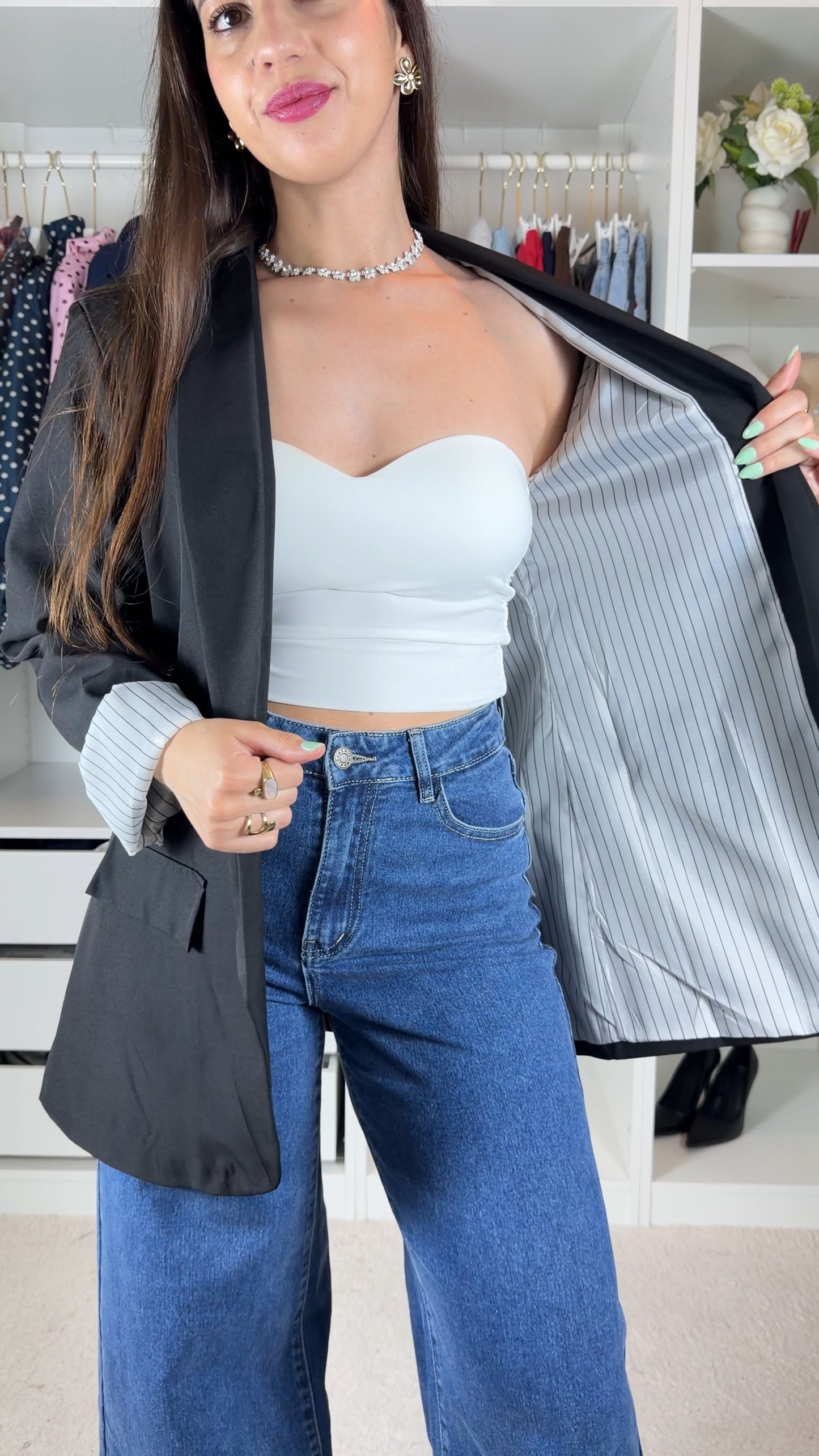 Blazer com forro as riscas