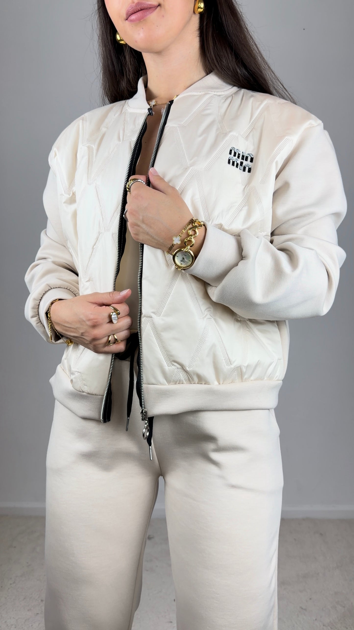 Conjunto de fato de treino com Casaco cardado