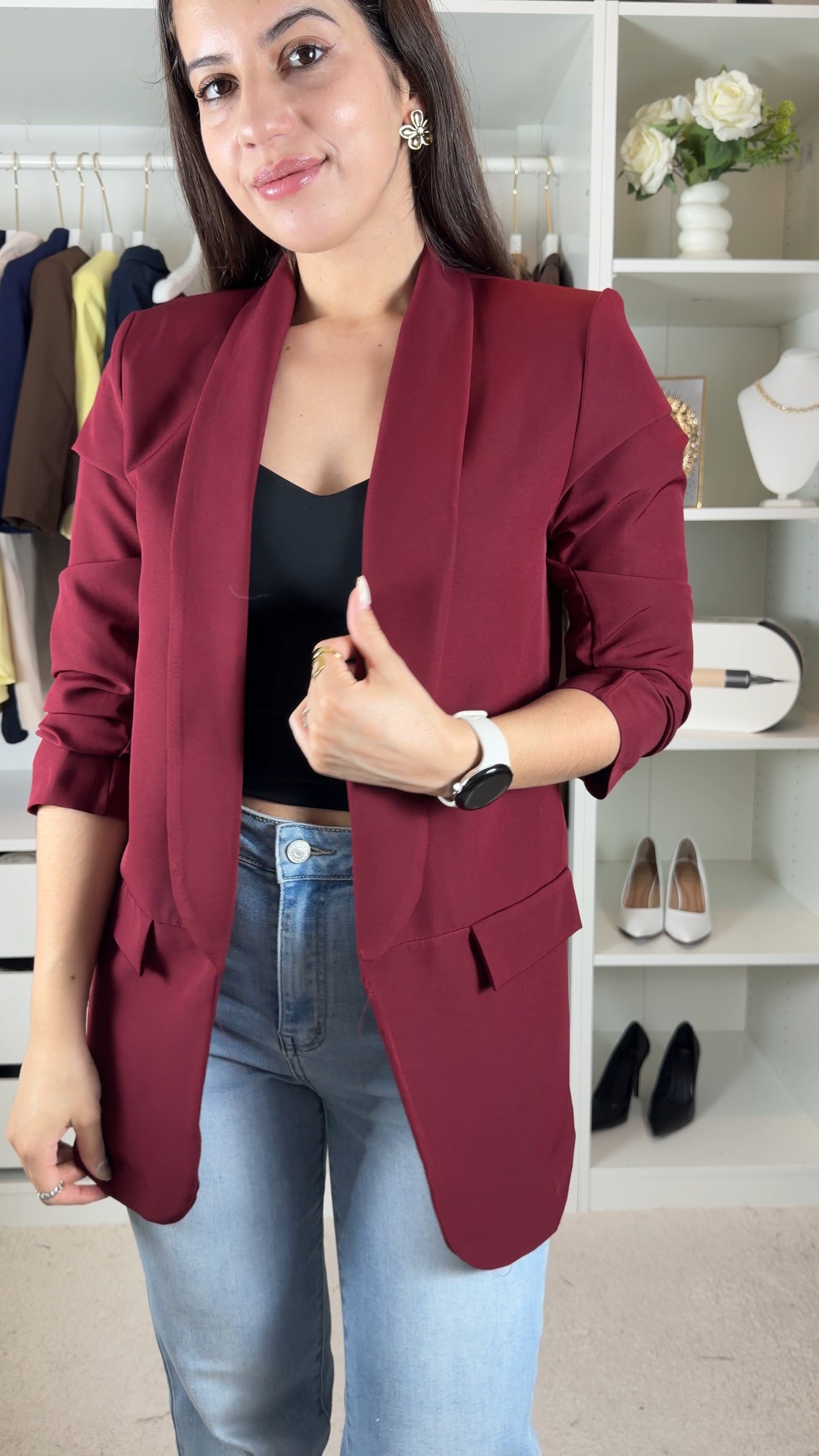 Blazer com manga repuxada