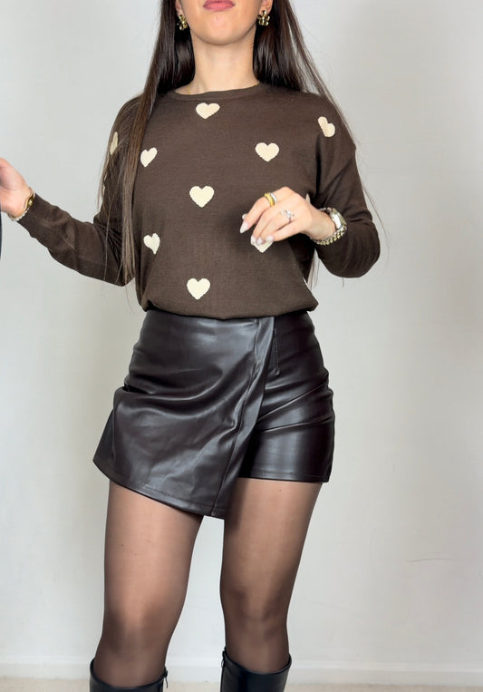 Camisola de malha com corações