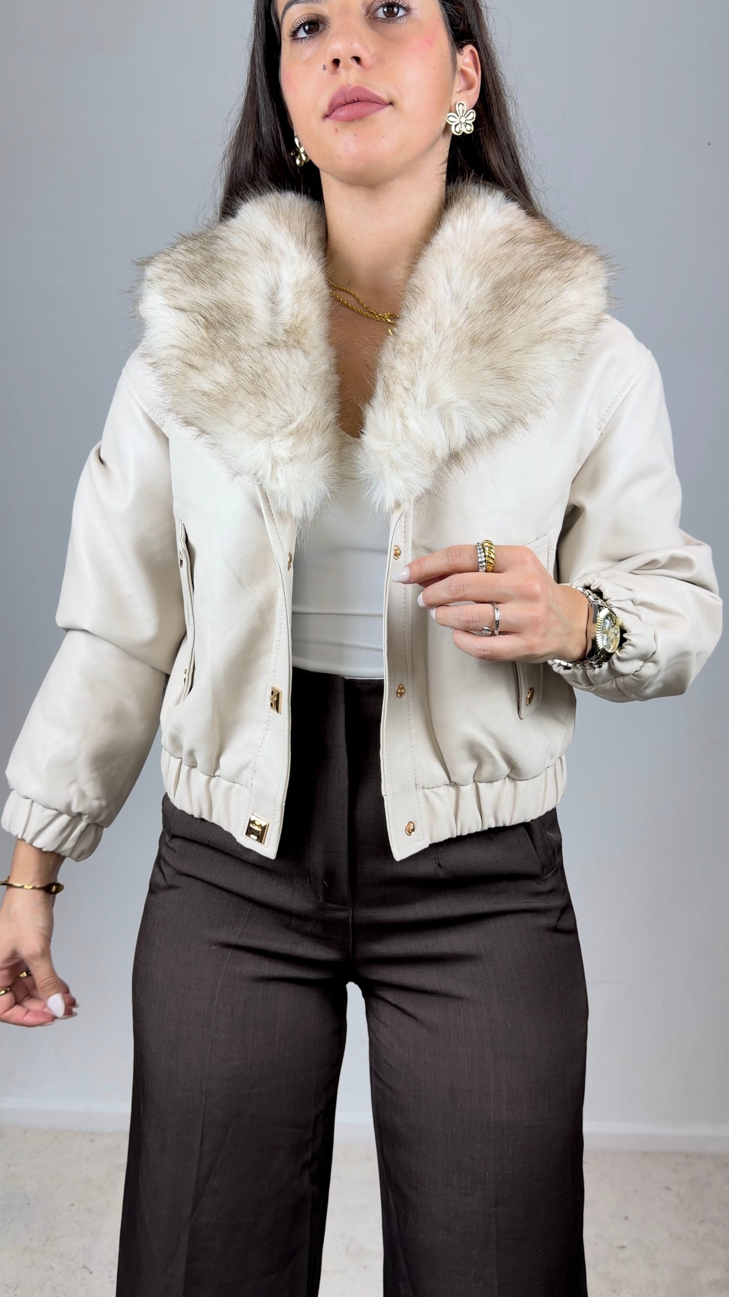 Casaco em ecopele cardado