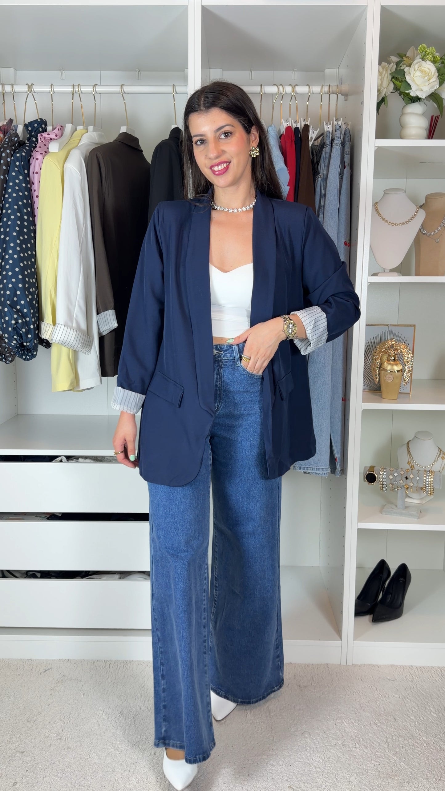 Blazer com forro as riscas
