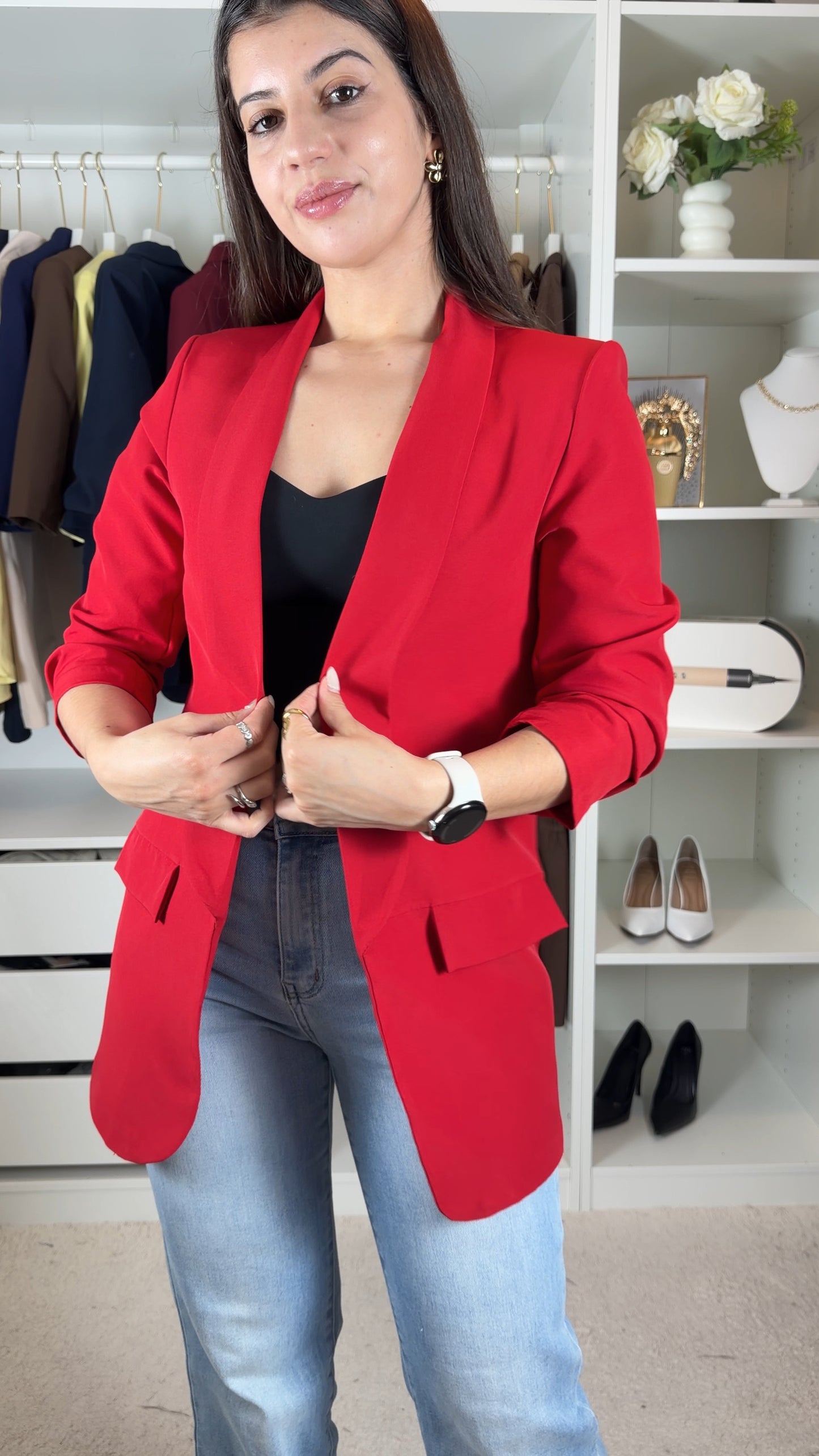 Blazer com manga repuxada