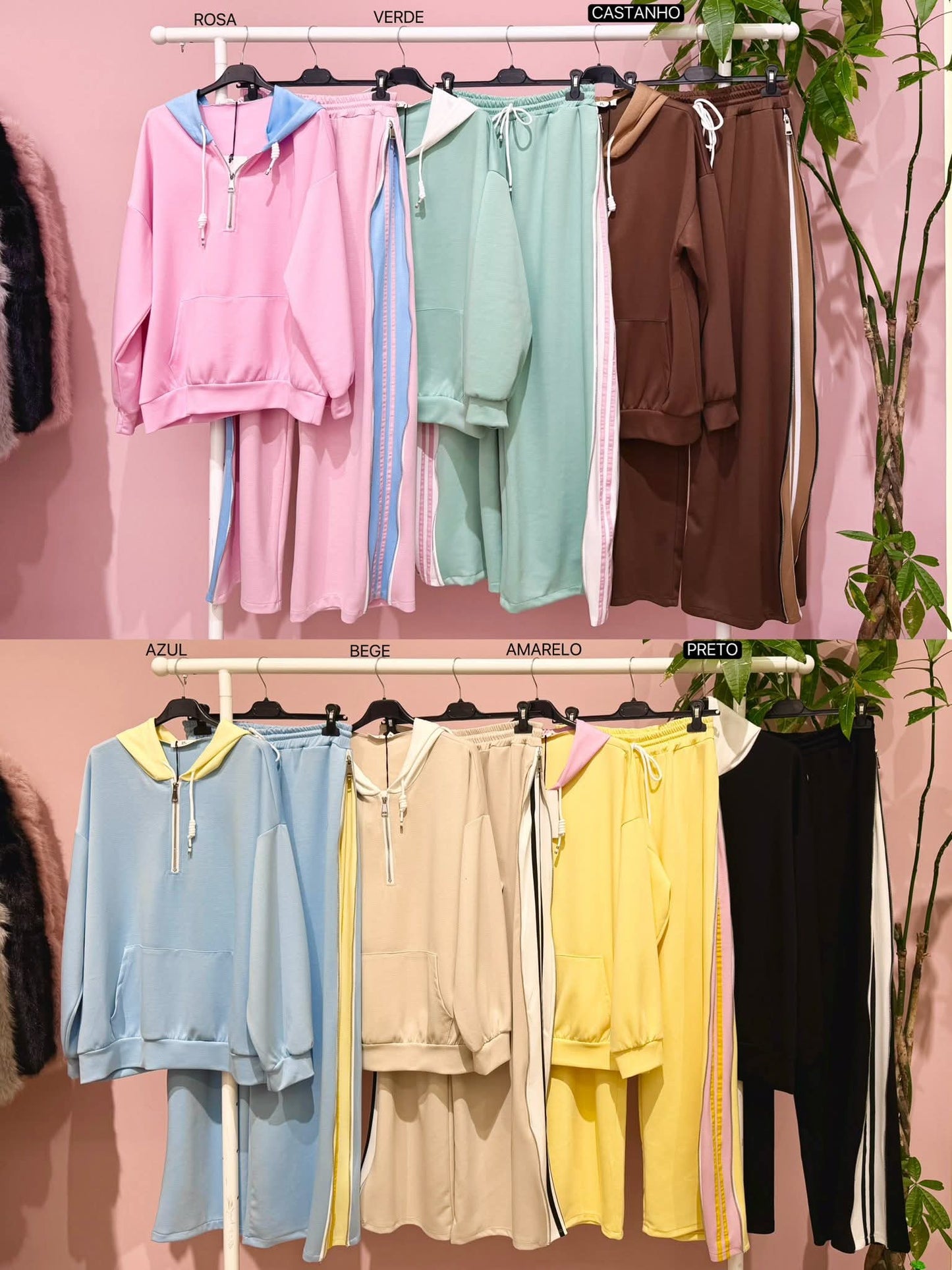 Conjunto fato de treino com fecho lateral nas calças