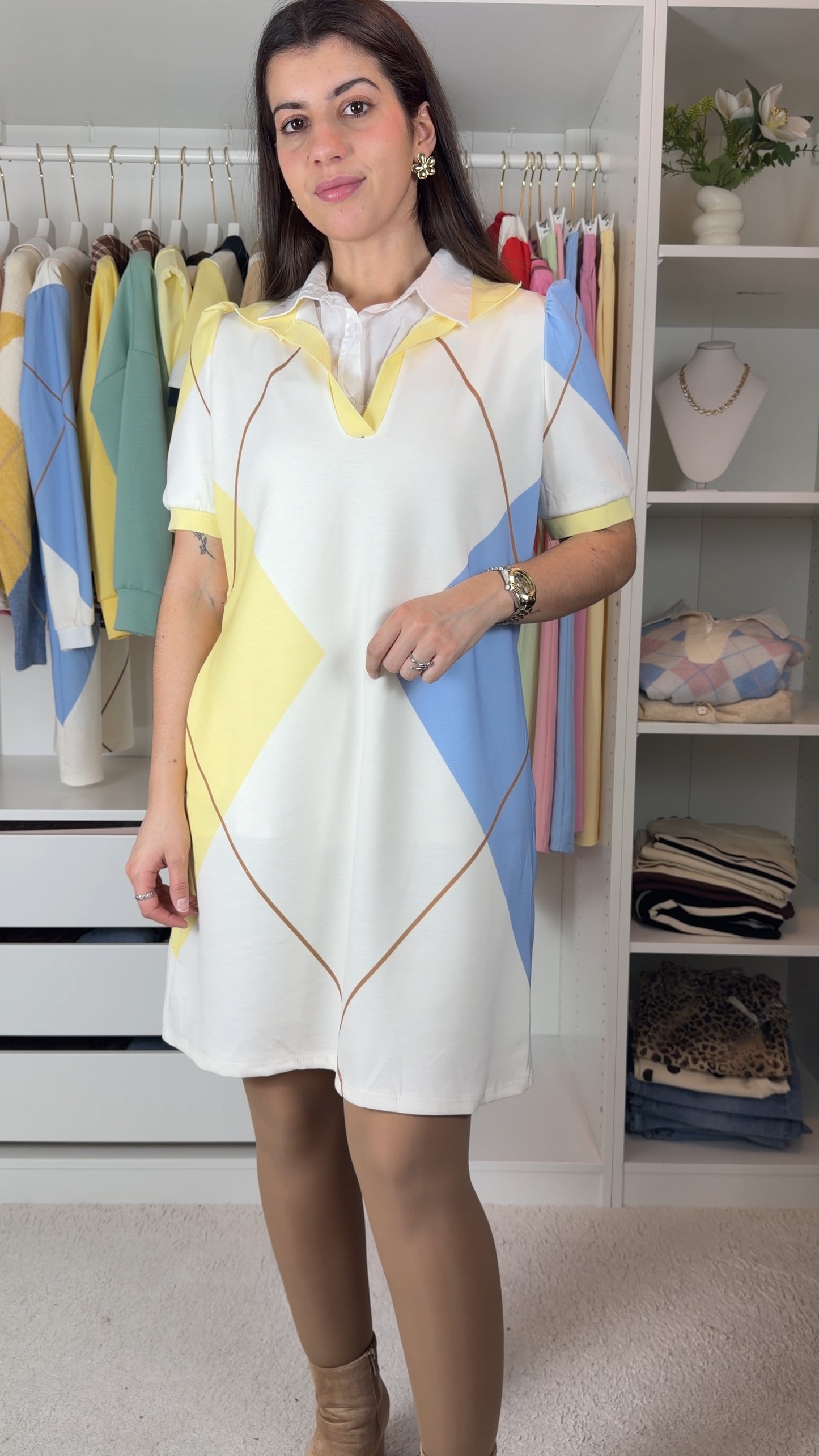 Vestido com losangos