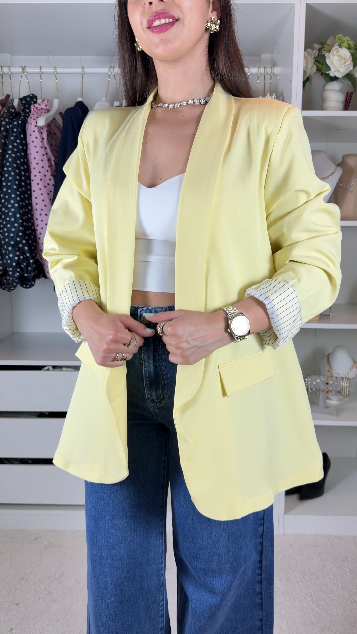 Blazer com forro as riscas
