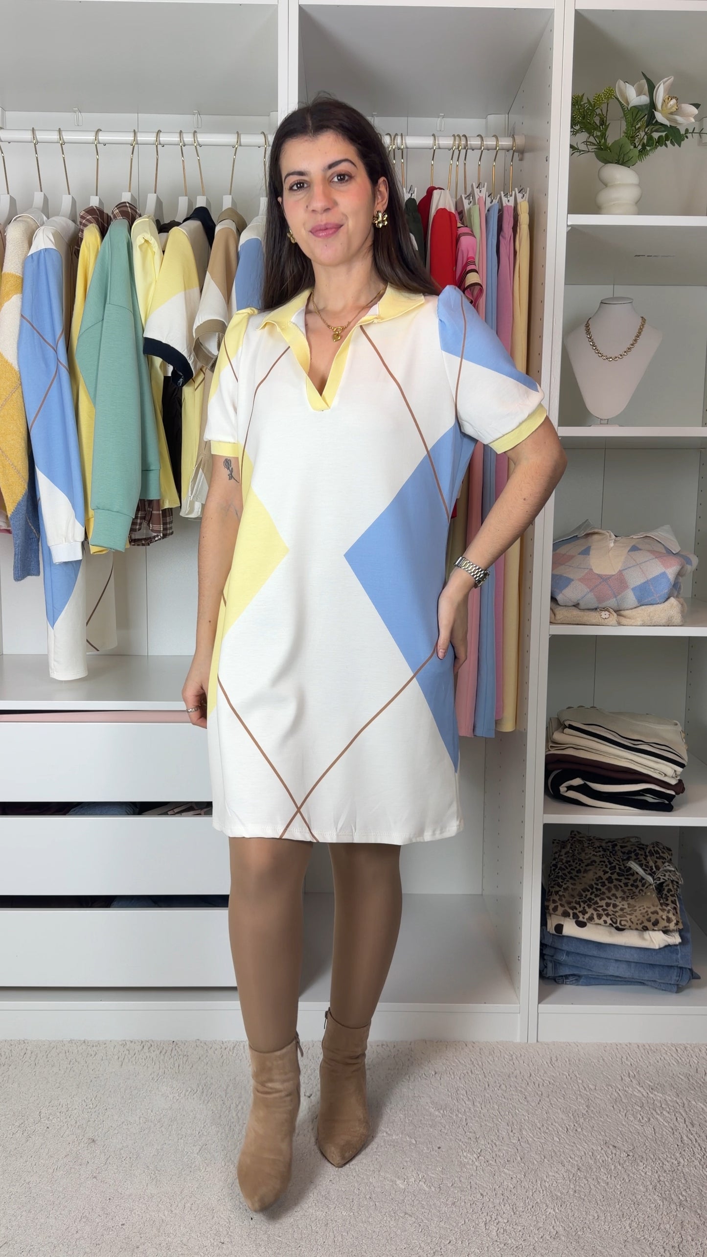 Vestido com losangos