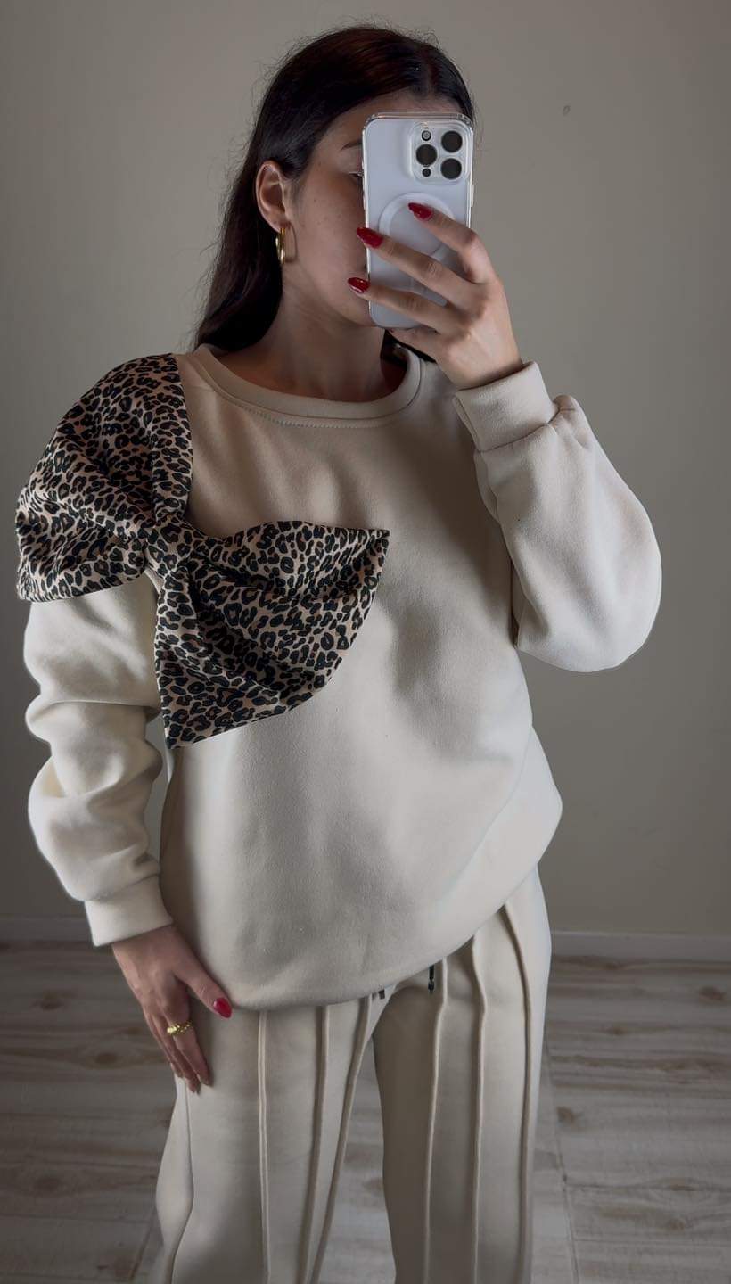 Conjunto laço leopardo