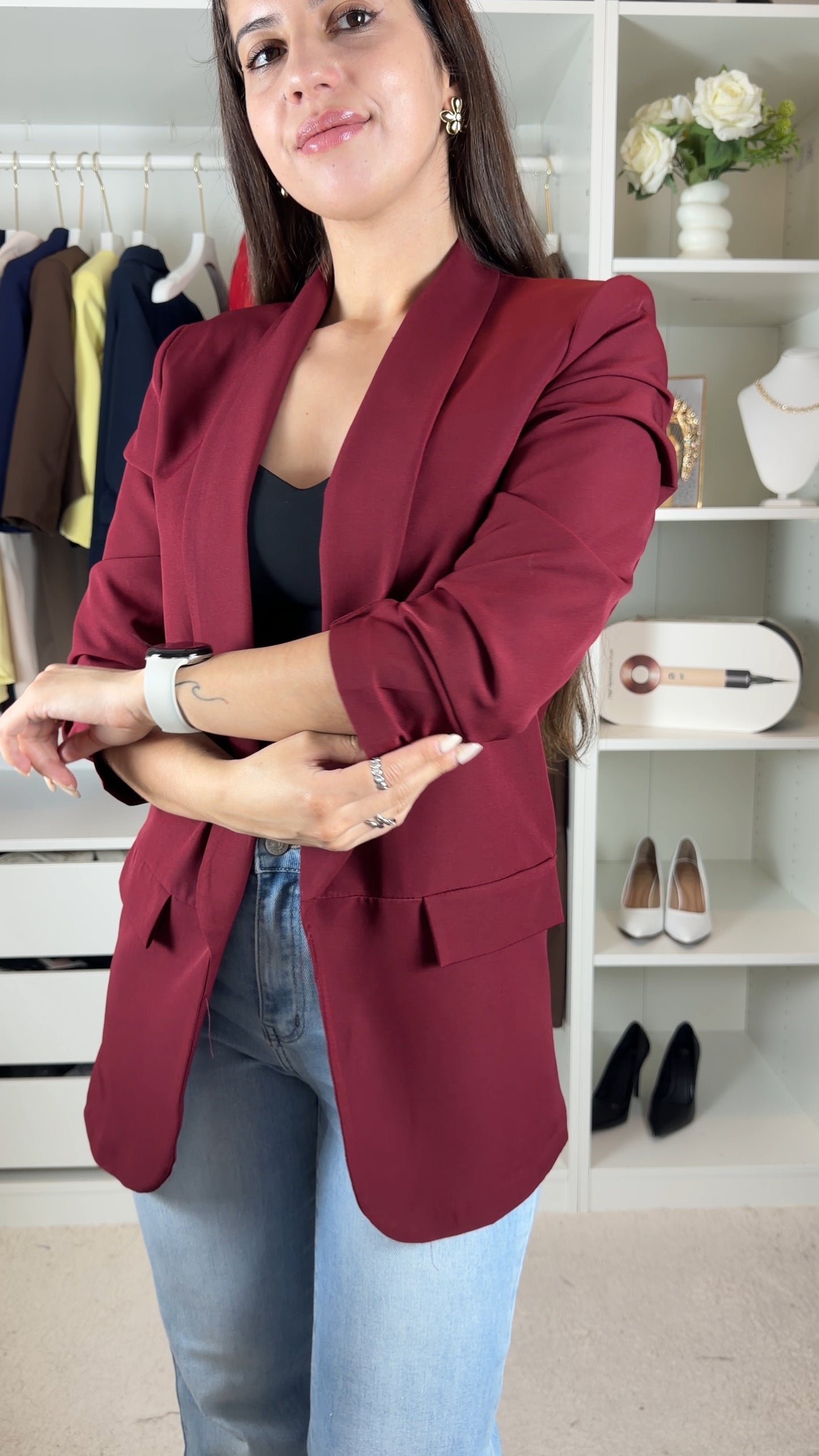 Blazer com manga repuxada