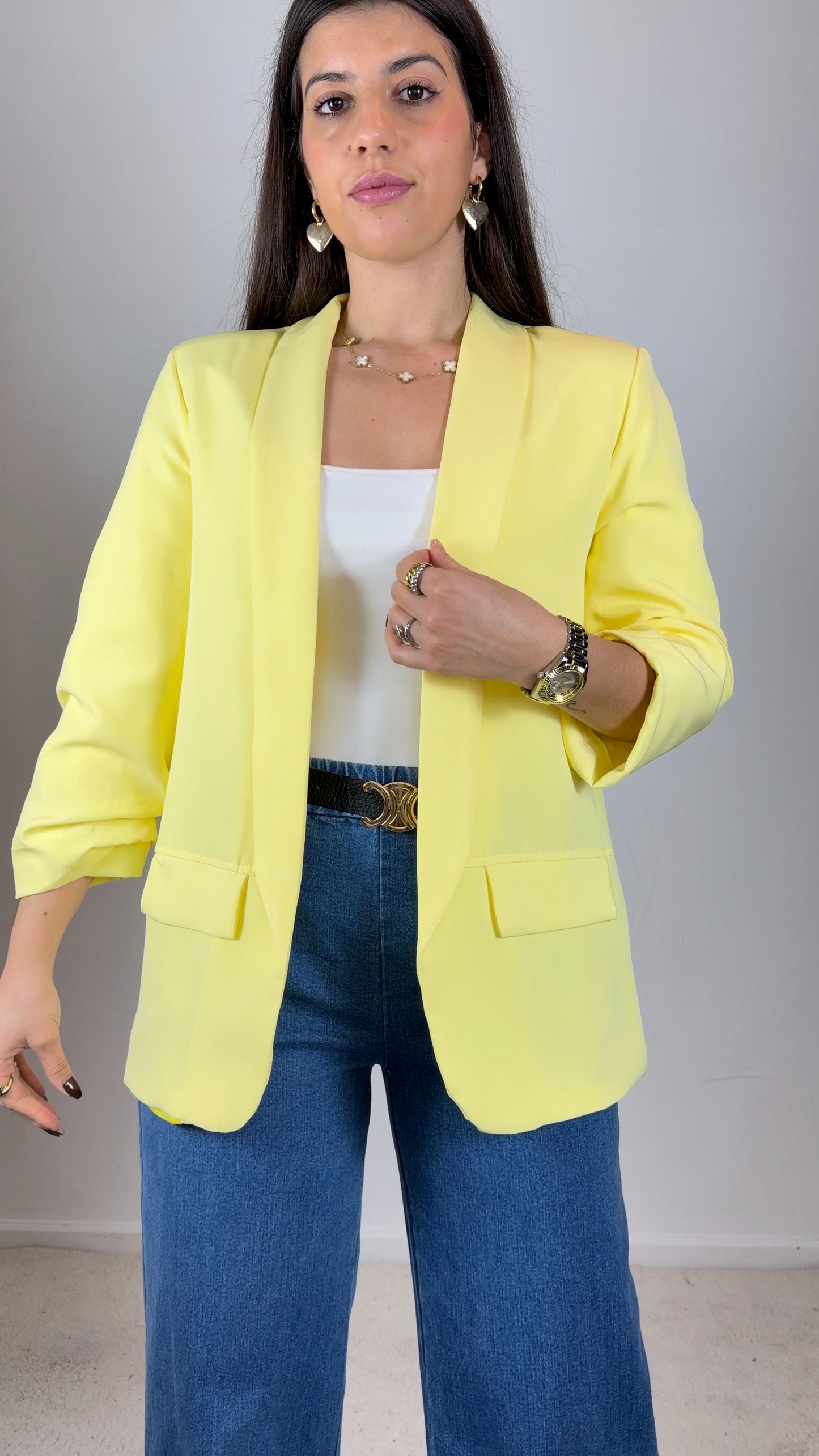 Blazer com manga repuxada