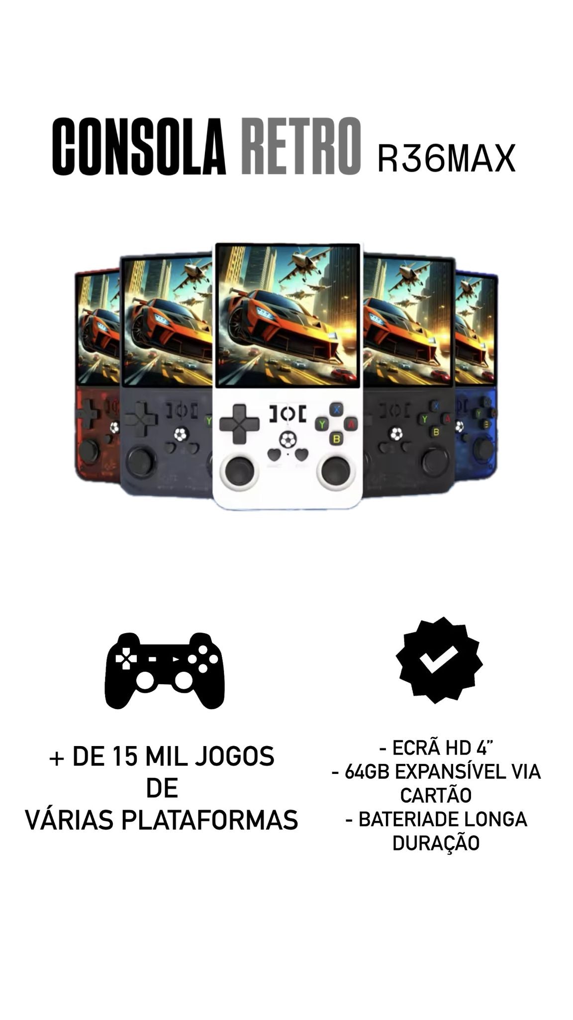 Consola retro R36Max com + de 15000 jogos