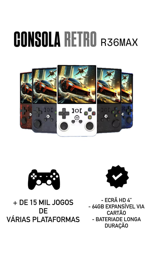 Consola retro R36Max com + de 15000 jogos