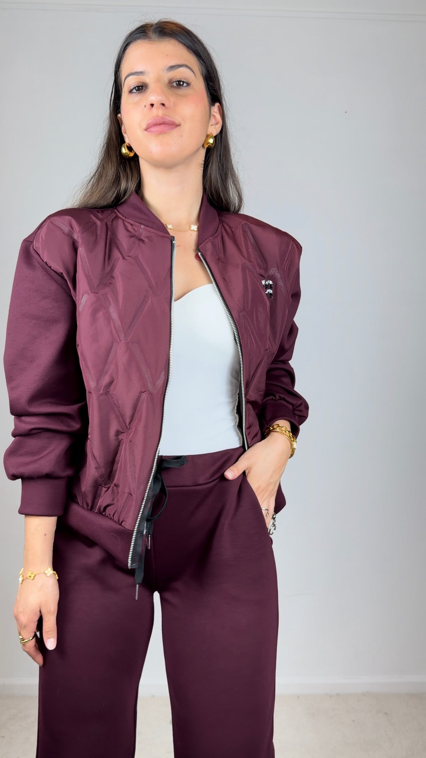 Conjunto de fato de treino com Casaco cardado