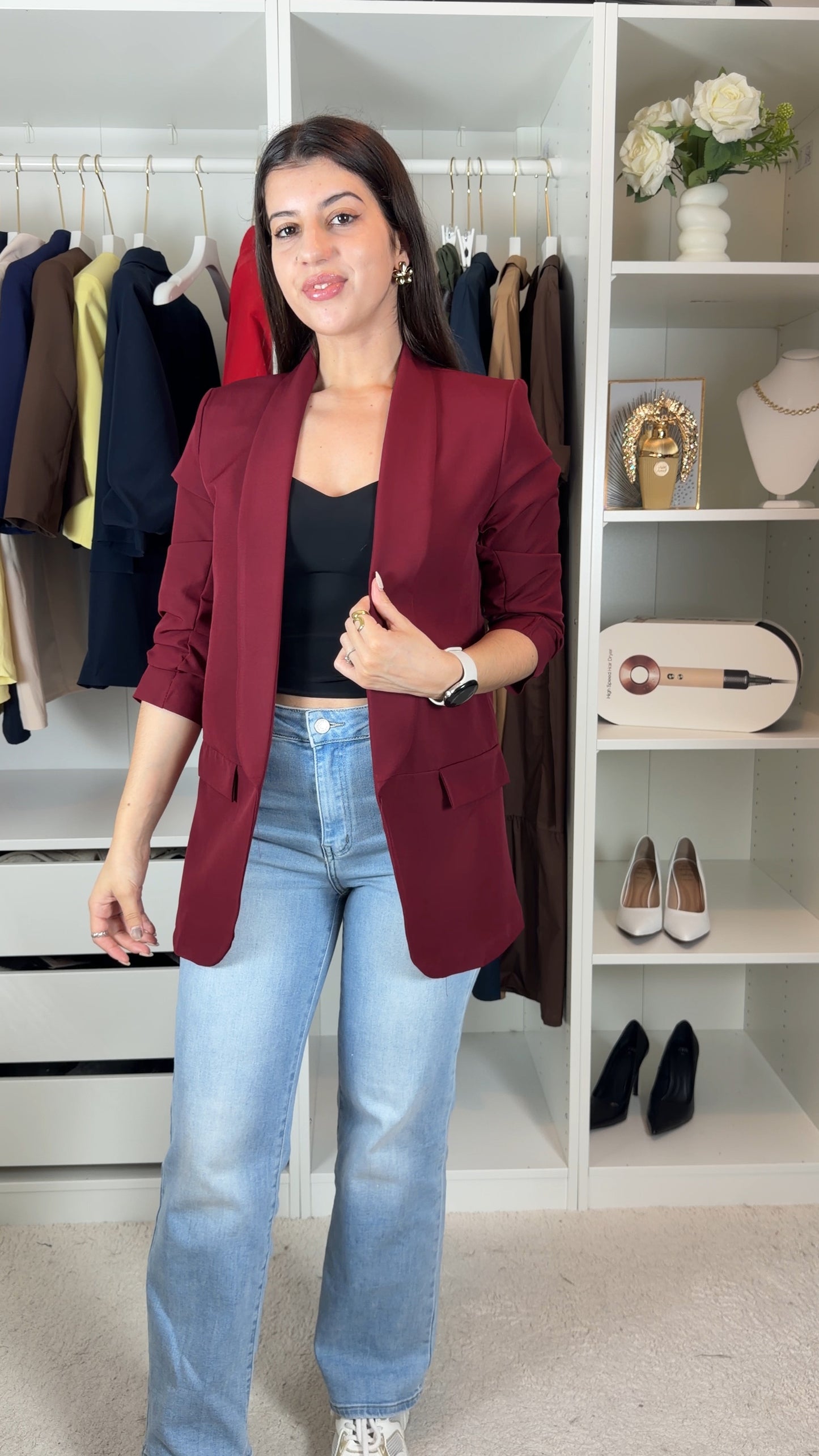 Blazer com manga repuxada