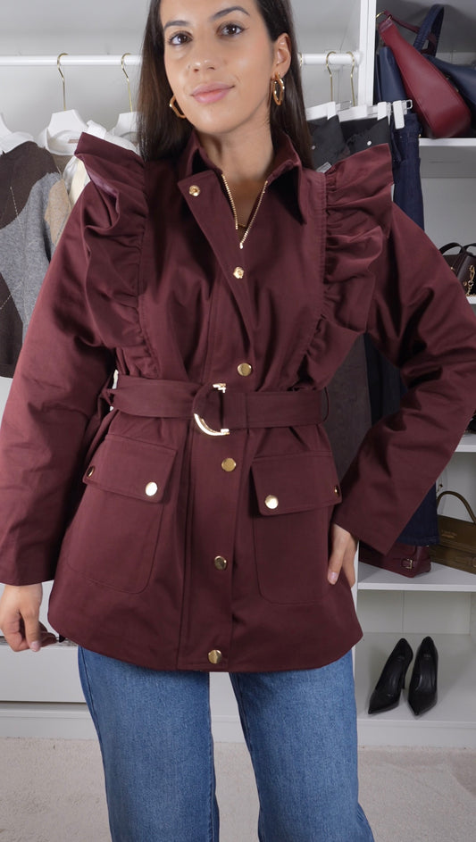 Parka elegante bordo