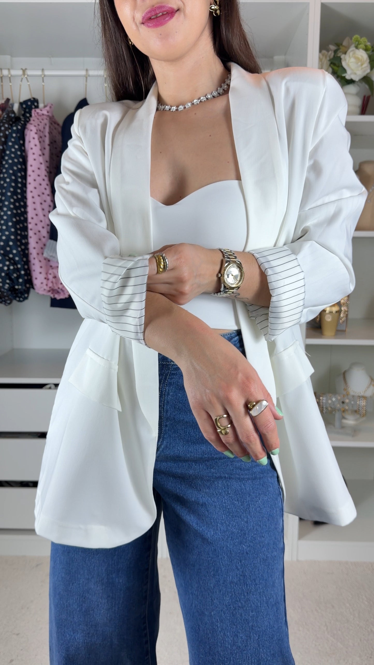 Blazer com forro as riscas