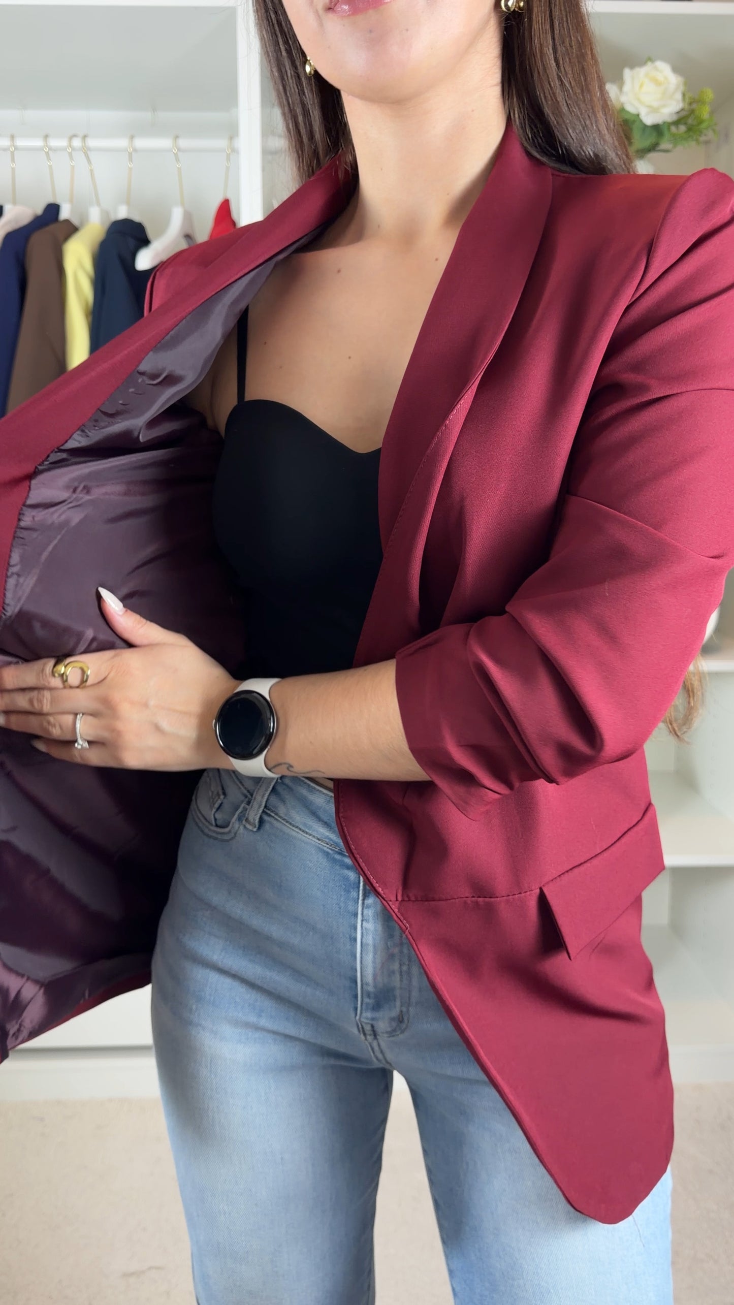 Blazer com manga repuxada
