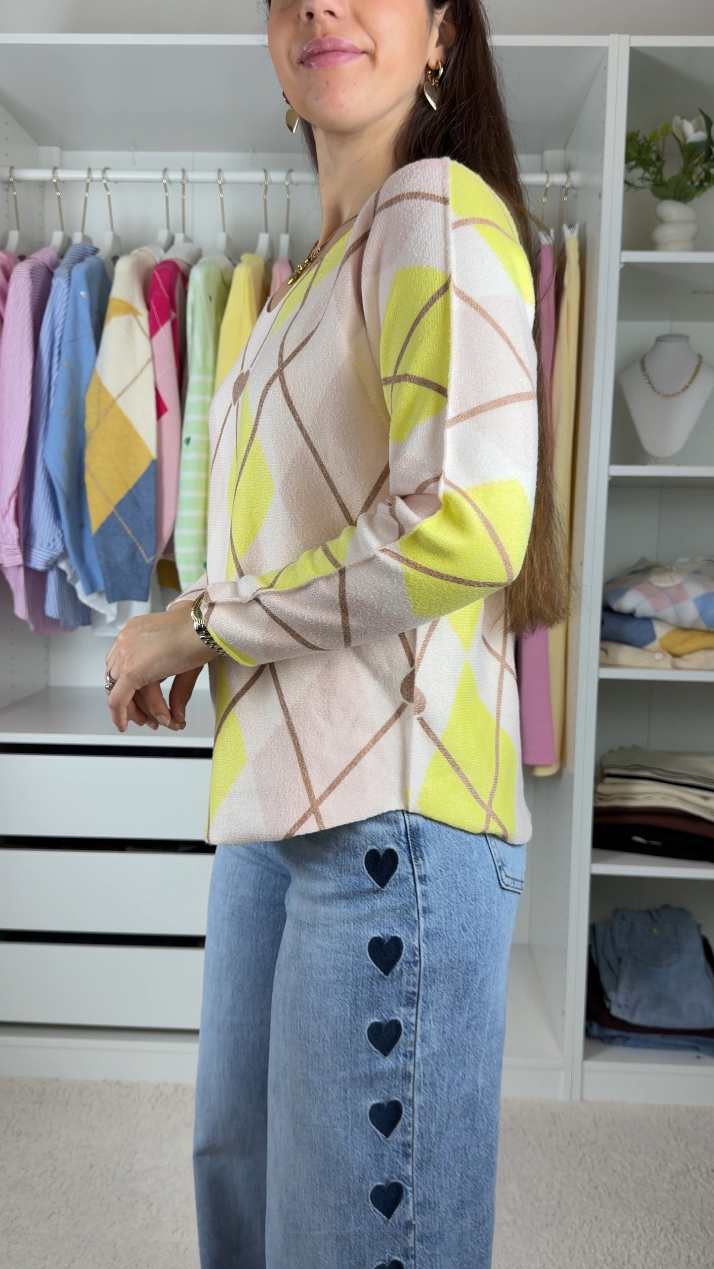 Camisola com padrão de losangos