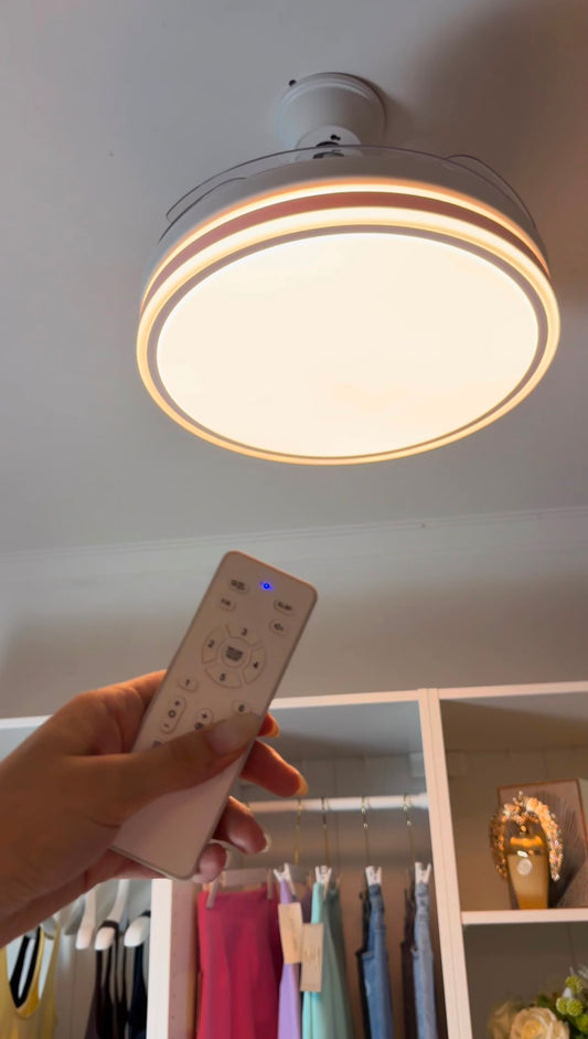 Candeeiro de teto com ventilador retratil